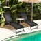 Costway 2PCS Patio Lounge Chairs Chaise Recliner 5-Position Back Adjust Armrest